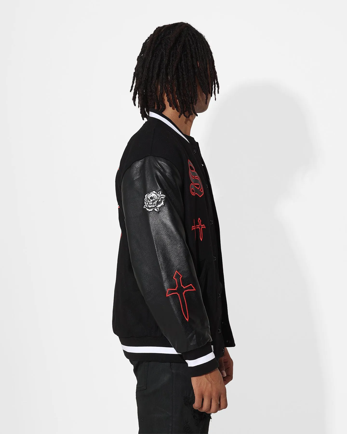 Saint Morta Graveyard Varsity Jacket Black/Red/White