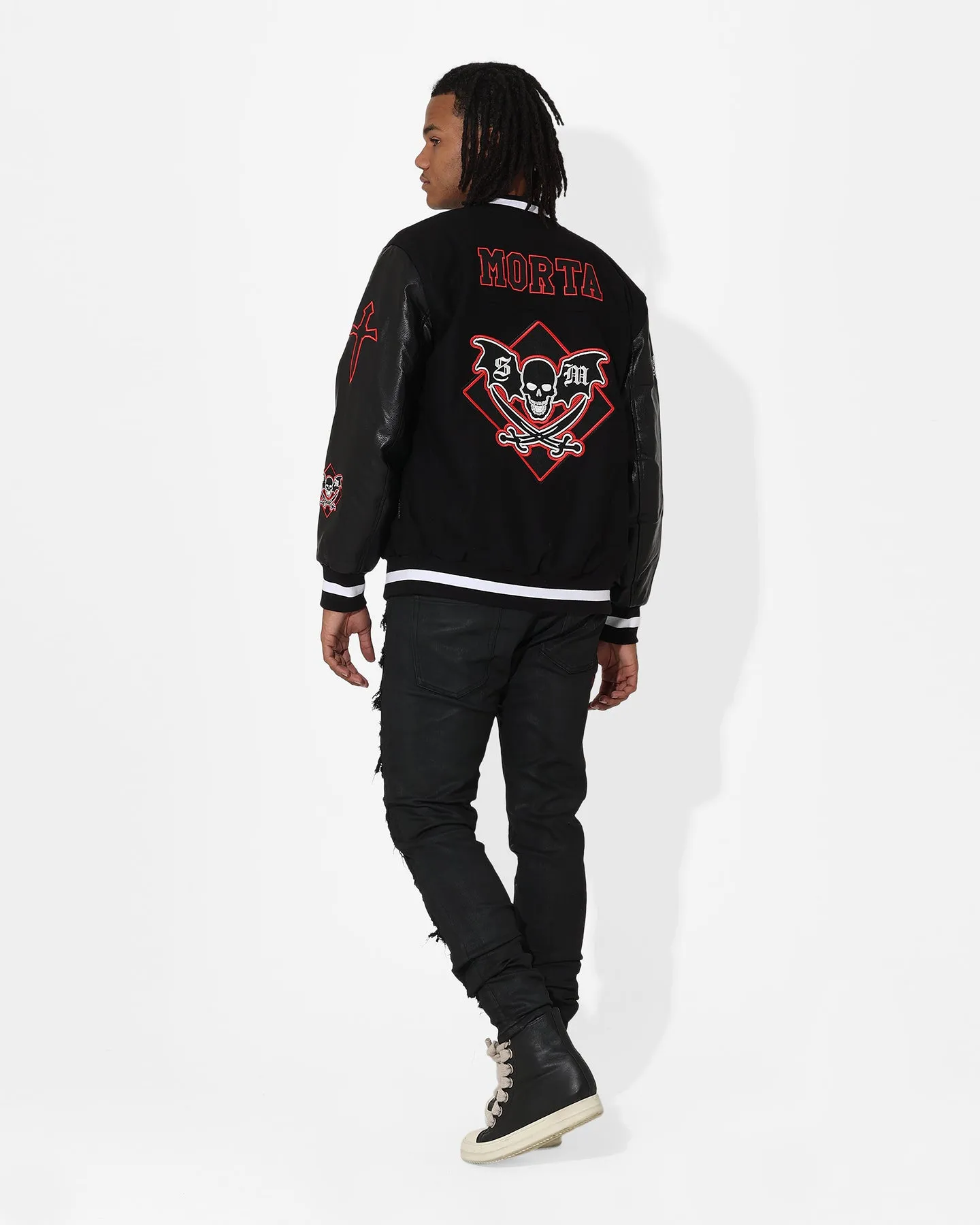 Saint Morta Graveyard Varsity Jacket Black/Red/White