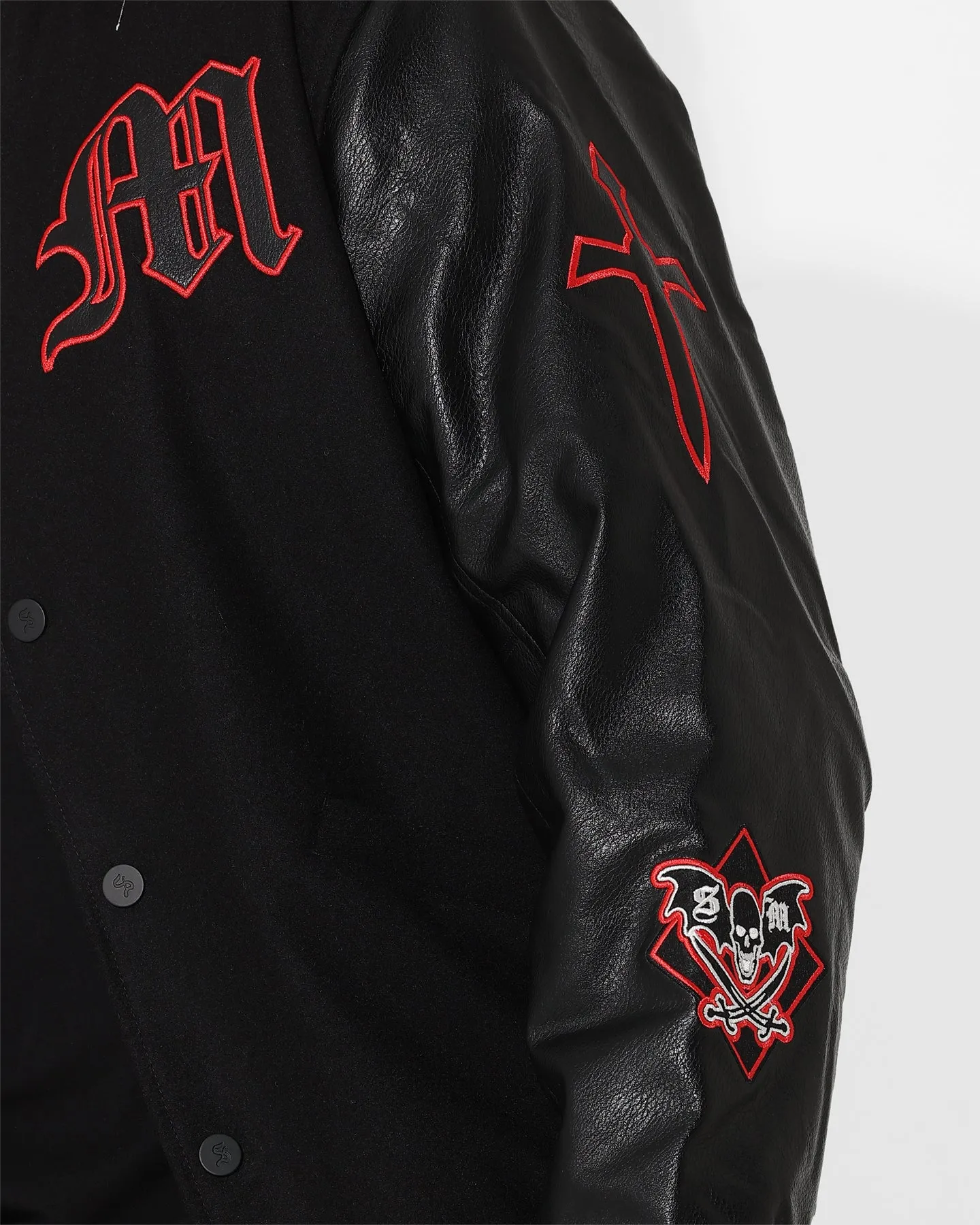 Saint Morta Graveyard Varsity Jacket Black/Red/White