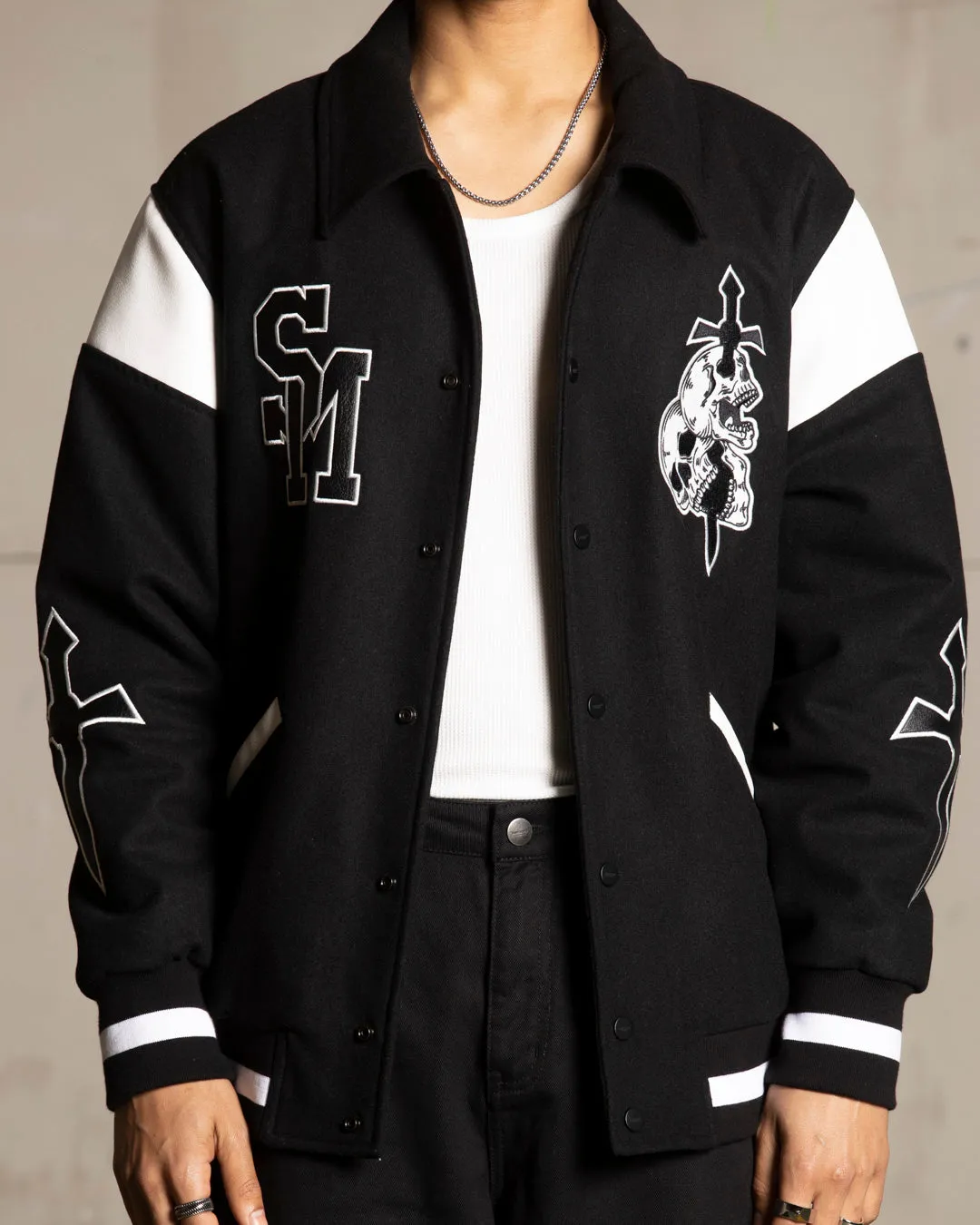 Saint Morta La Rambla Varsity Jacket Black/White