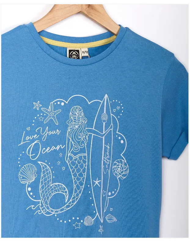 Saltrock Mermaid Surf - Kids Short Sleeve T-Shirt - Light Blue