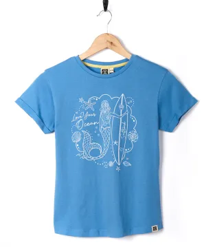 Saltrock Mermaid Surf - Kids Short Sleeve T-Shirt - Light Blue