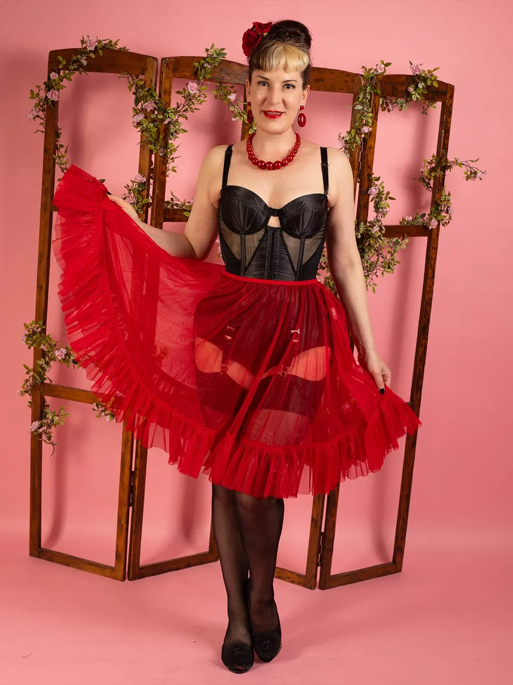 Sandra Red Frilly Petticoat L8021R