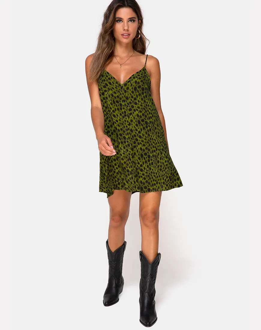 Sanna Slip Dress in Cheetah Khaki