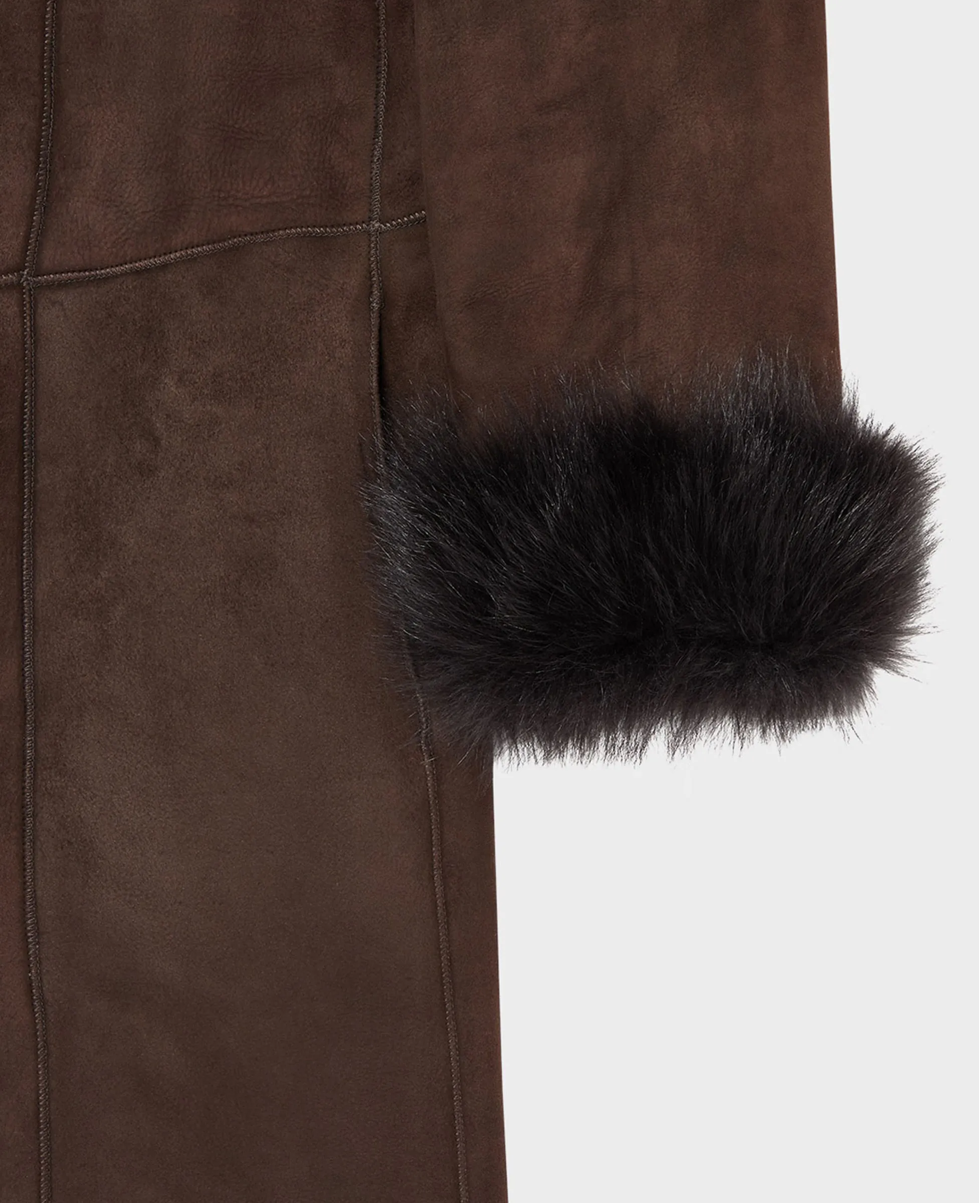 Shearling Fur Trim Coat