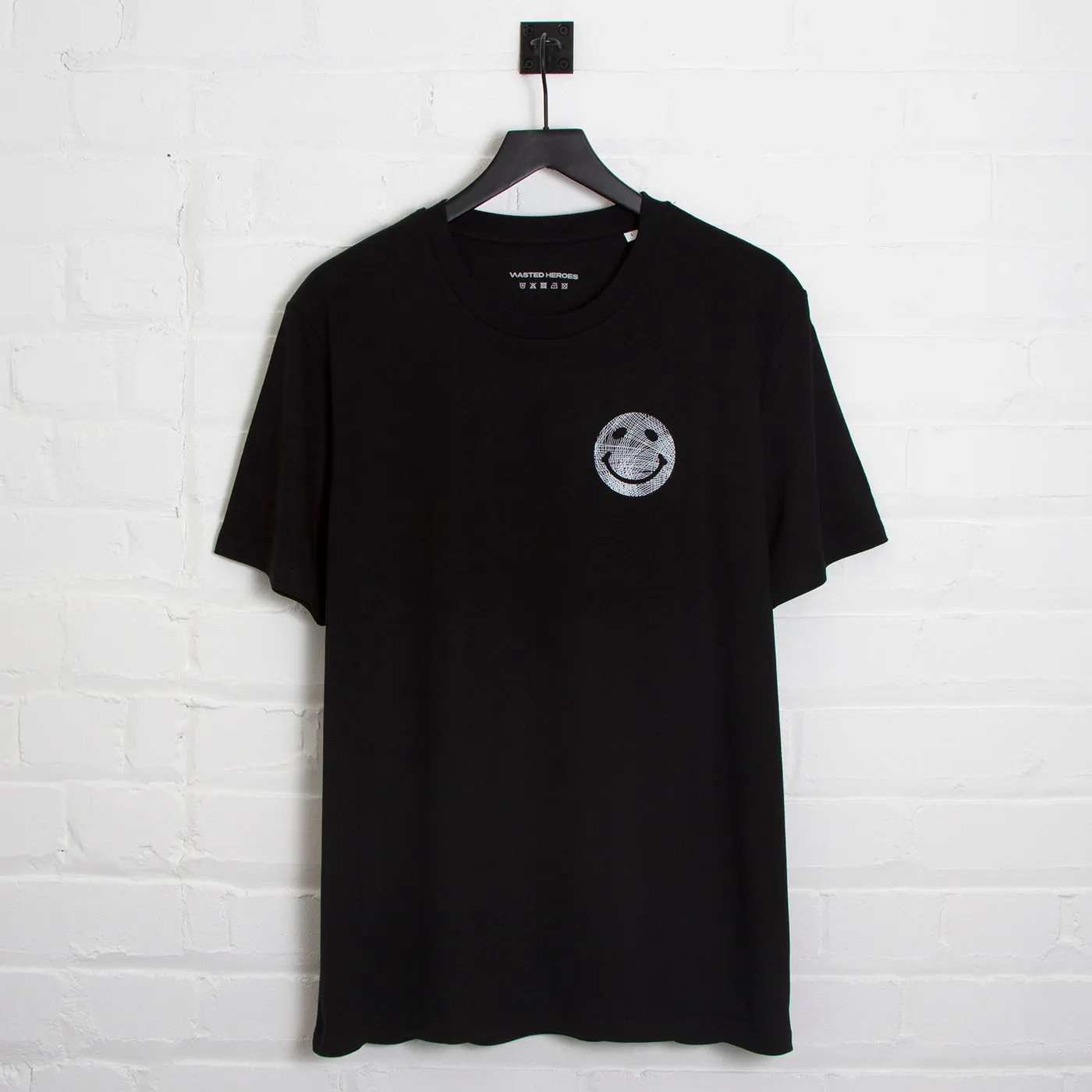 Side Smiley Lines - Tshirt - Black