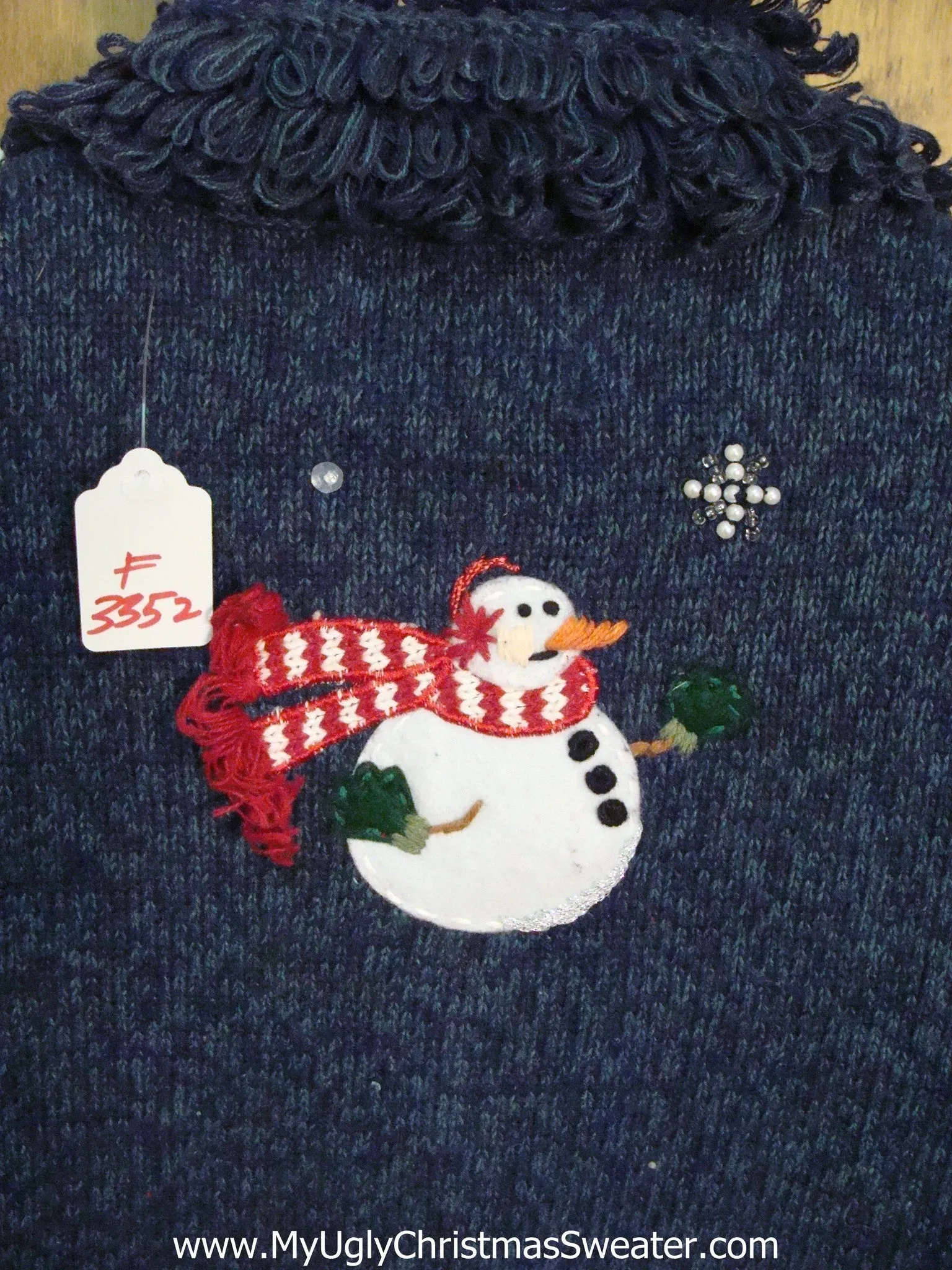 Skiing Snowmen Blue Cheap Ugly Christmas Sweater