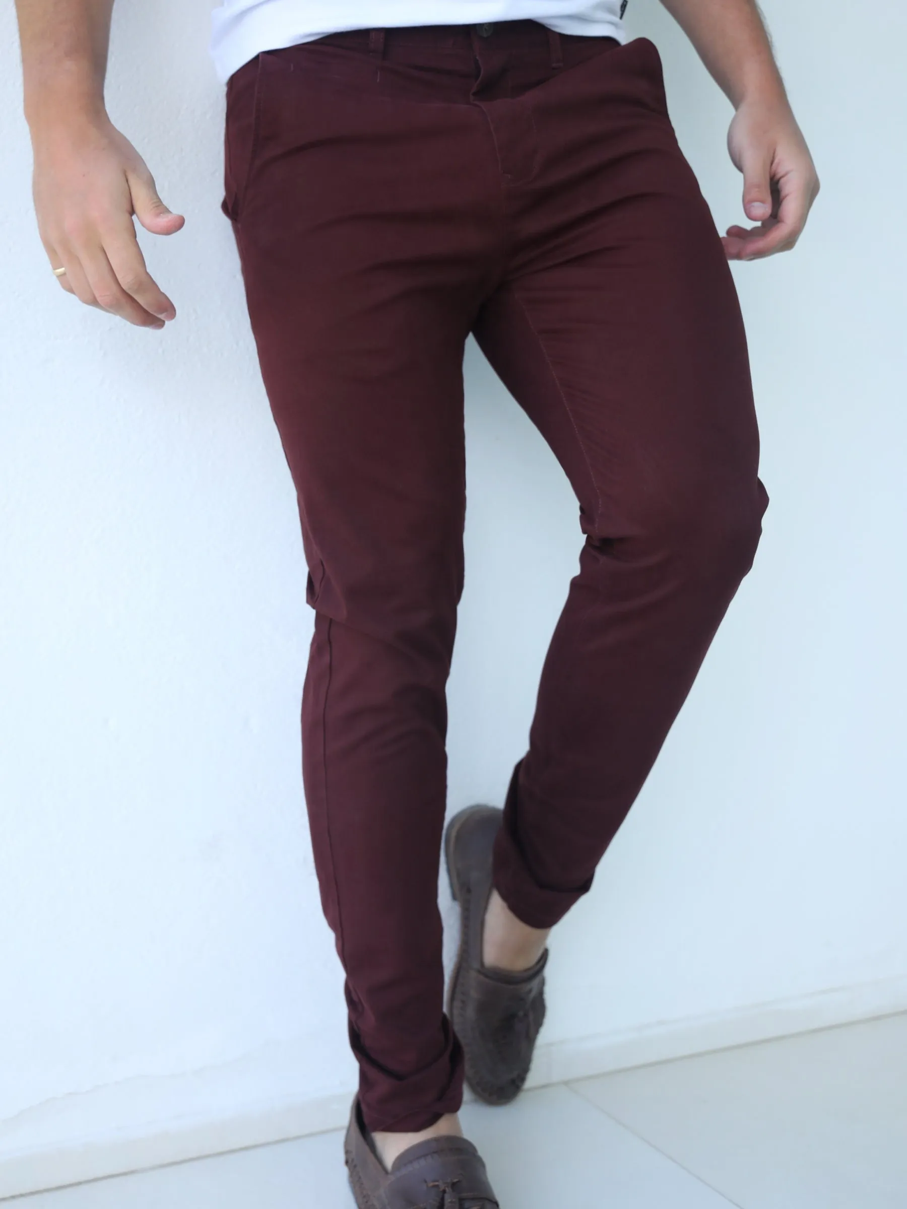 Stretch Chinos - Burgundy