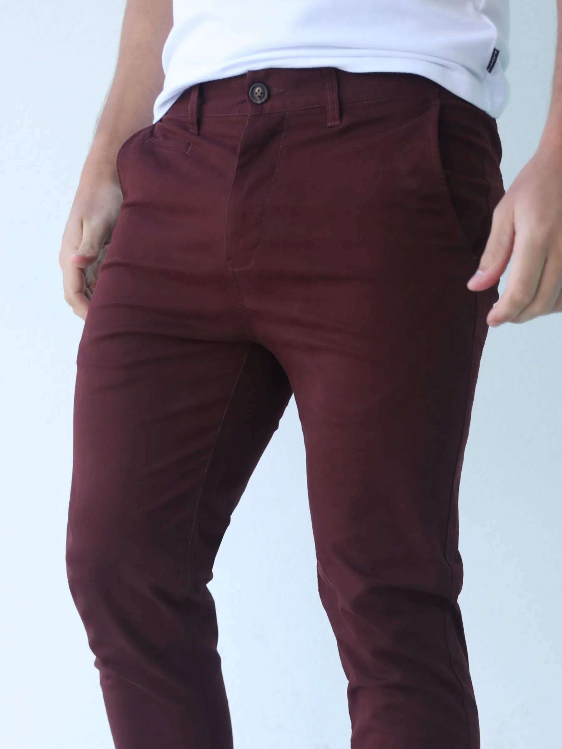 Stretch Chinos - Burgundy