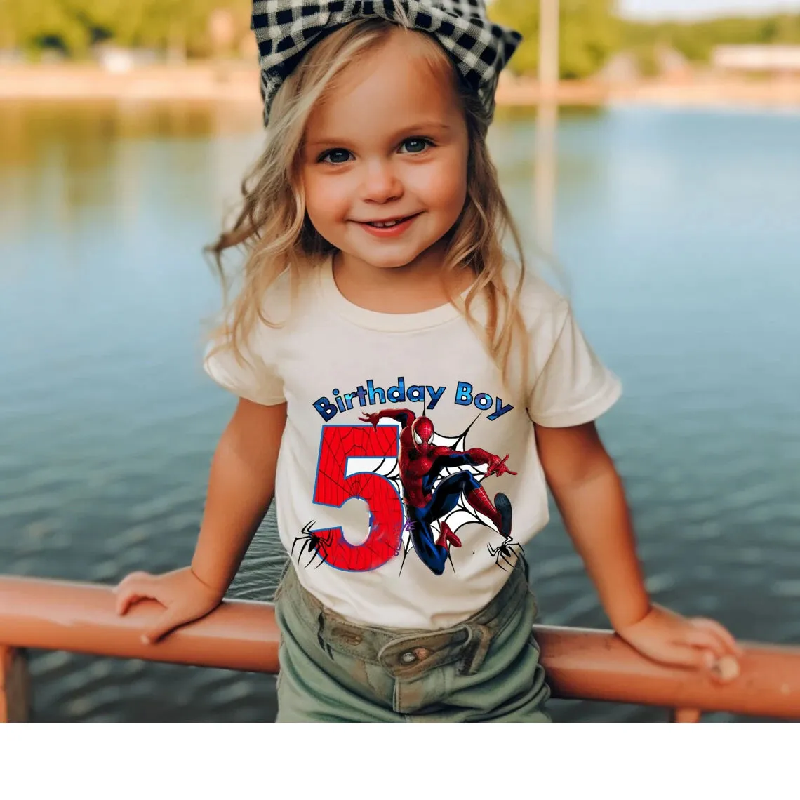 Summer 2024 Kid 2 3 4 5 6 7 8 Marvel Spiderman Girl Birthday Short Sleeve Shirt Spiderman Personalize Name Birthday Boy T-shirt