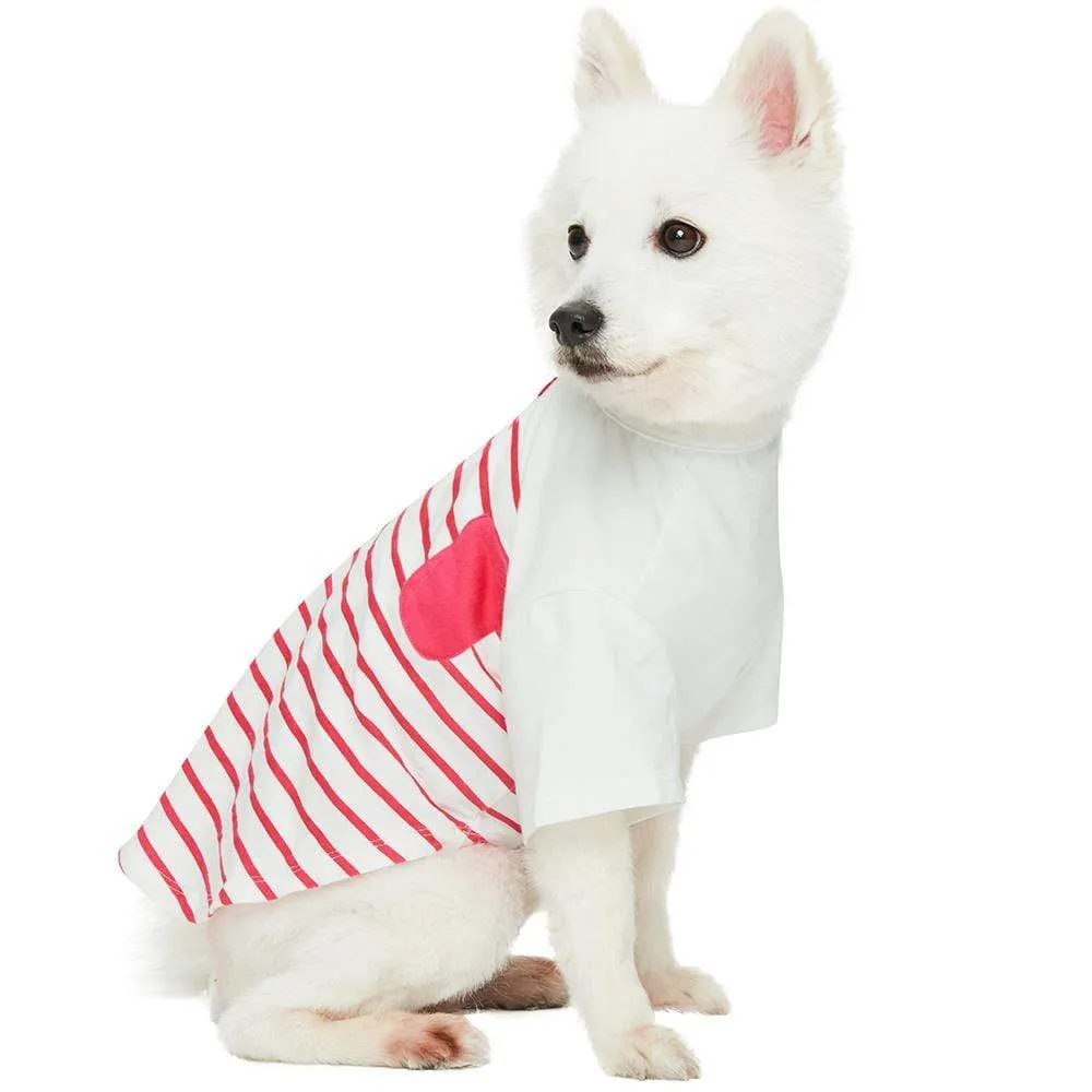 Summer Vacation Beach Stripes Design Matching Dog & Kid T-shirt, Pink