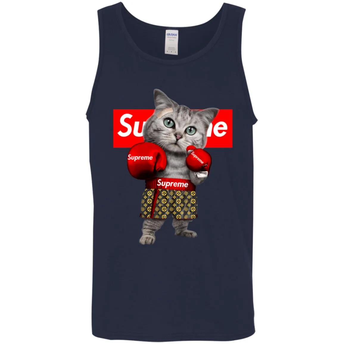 Supreme Boxing Cat Best Funny T-shirt Men Cotton Tank