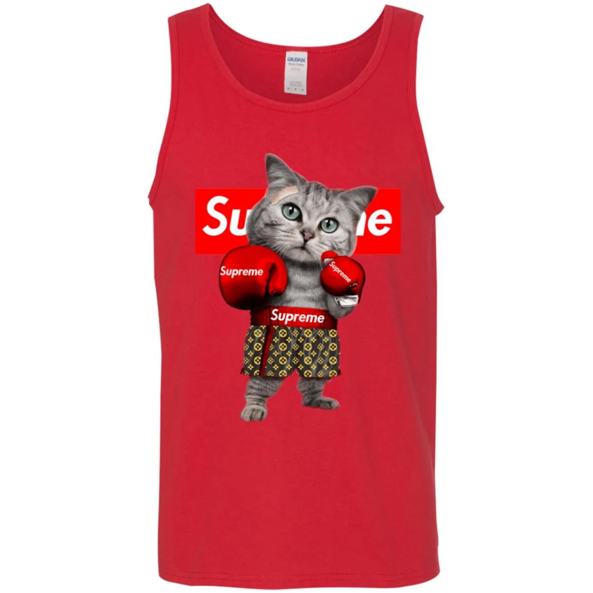 Supreme Boxing Cat Best Funny T-shirt Men Cotton Tank