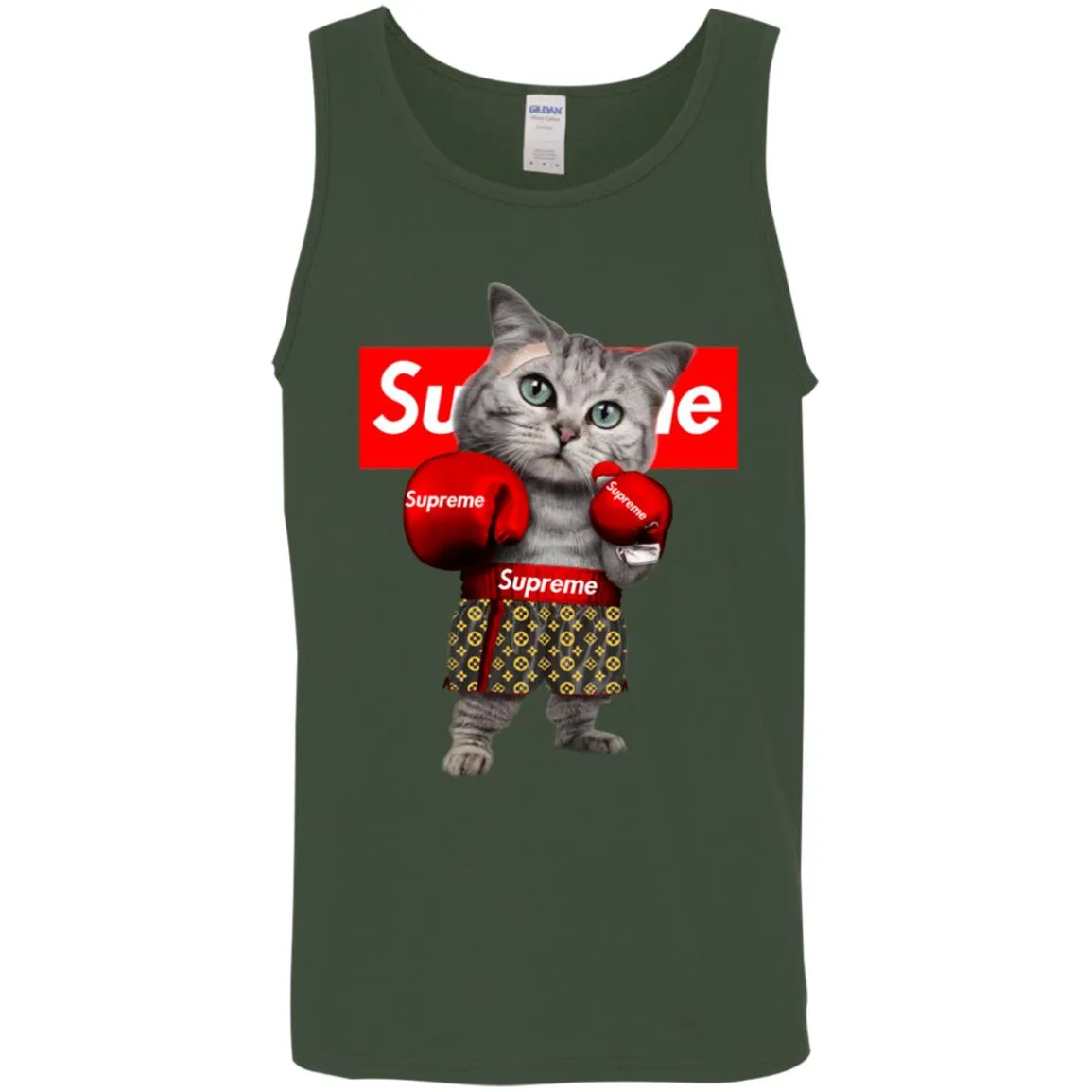 Supreme Boxing Cat Best Funny T-shirt Men Cotton Tank