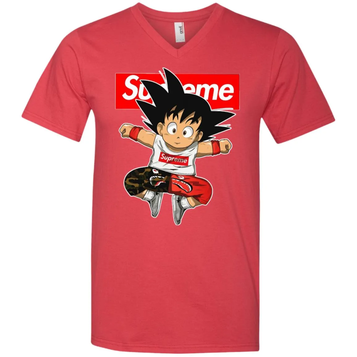 Supreme Dragon Ball Goku T-shirt Men V-Neck T-Shirt