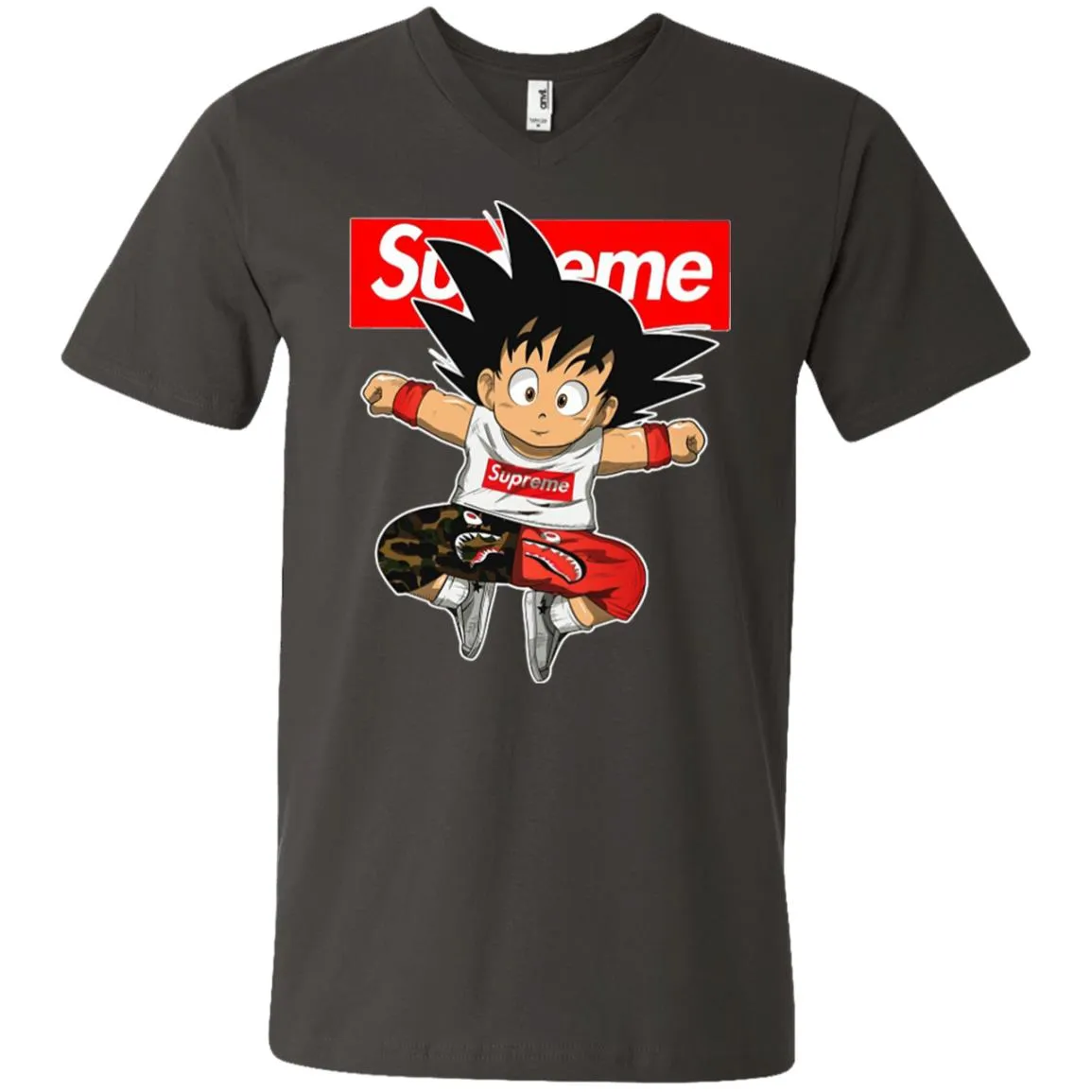 Supreme Dragon Ball Goku T-shirt Men V-Neck T-Shirt