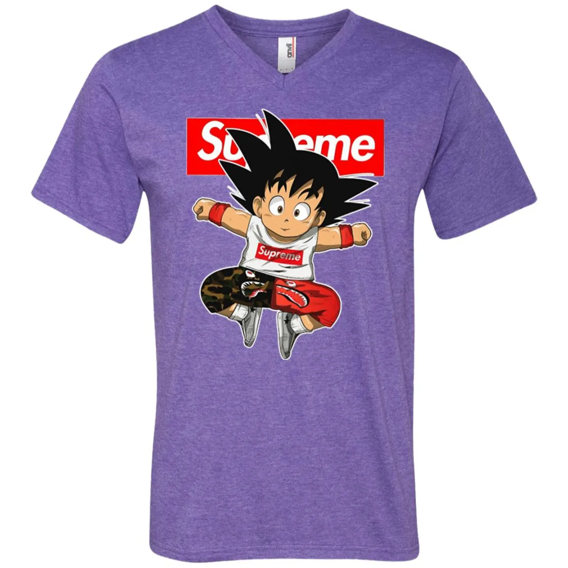 Supreme Dragon Ball Goku T-shirt Men V-Neck T-Shirt