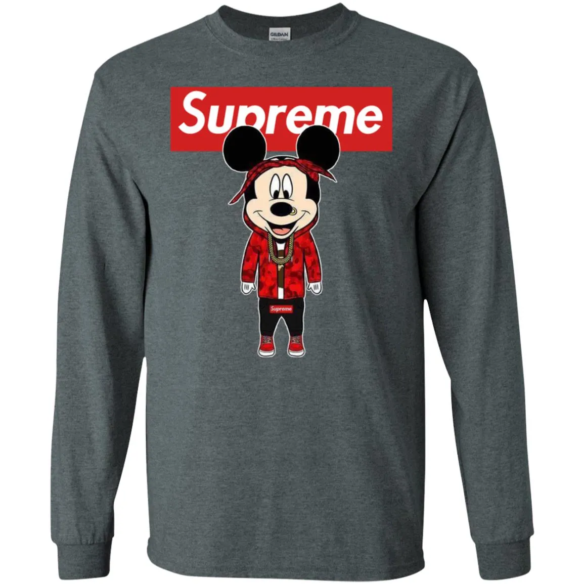 Supreme Mickey Style Fashion T-shirt Men Long Sleeve Shirt