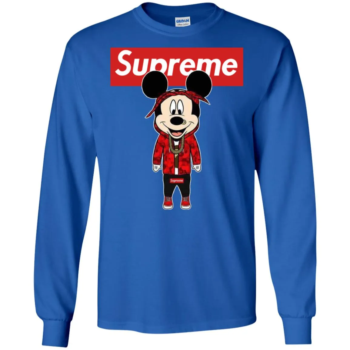 Supreme Mickey Style Fashion T-shirt Men Long Sleeve Shirt