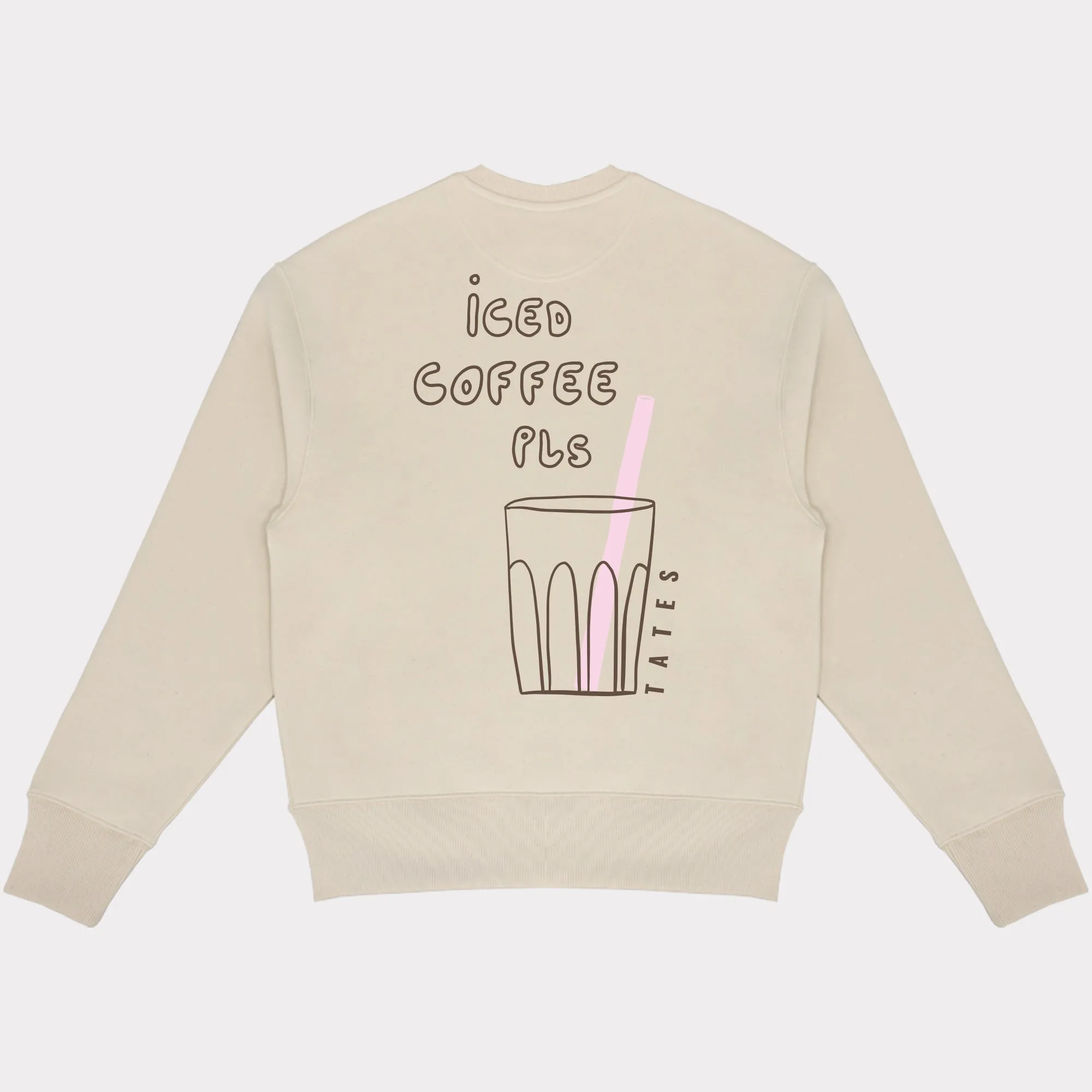 Sweater (Oversized) mit "Iced coffee pls" Motiv