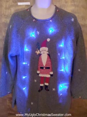 Tall Skinny Santa Light Up Ugly Xmas Sweater