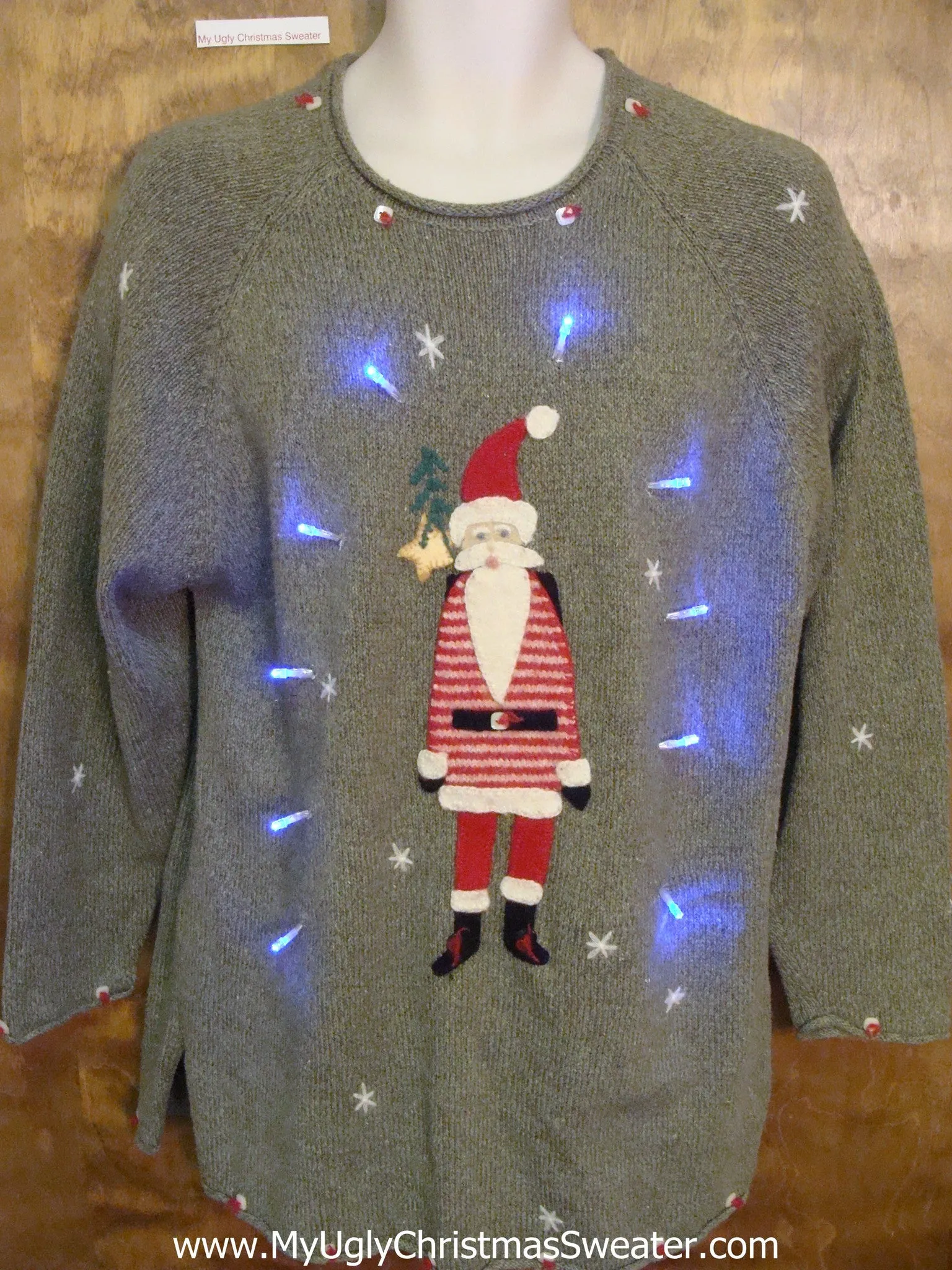 Tall Skinny Santa Light Up Ugly Xmas Sweater