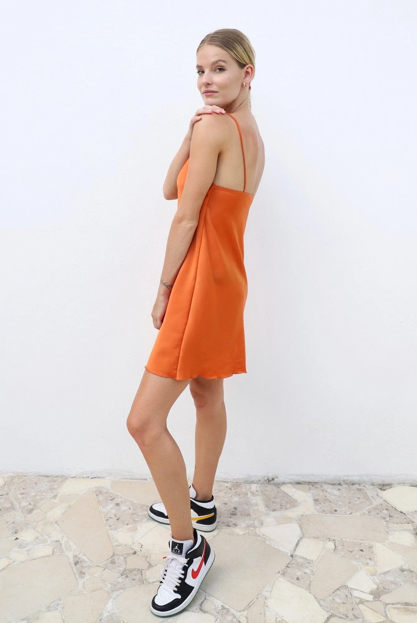 Upcycled Burnt Orange Slip Dress