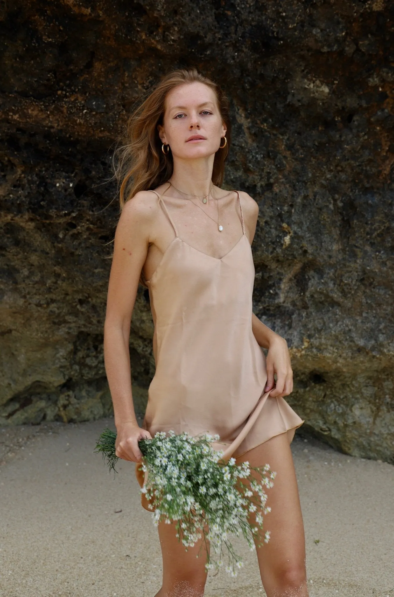 Upcycled Creme Nude Slip Dress