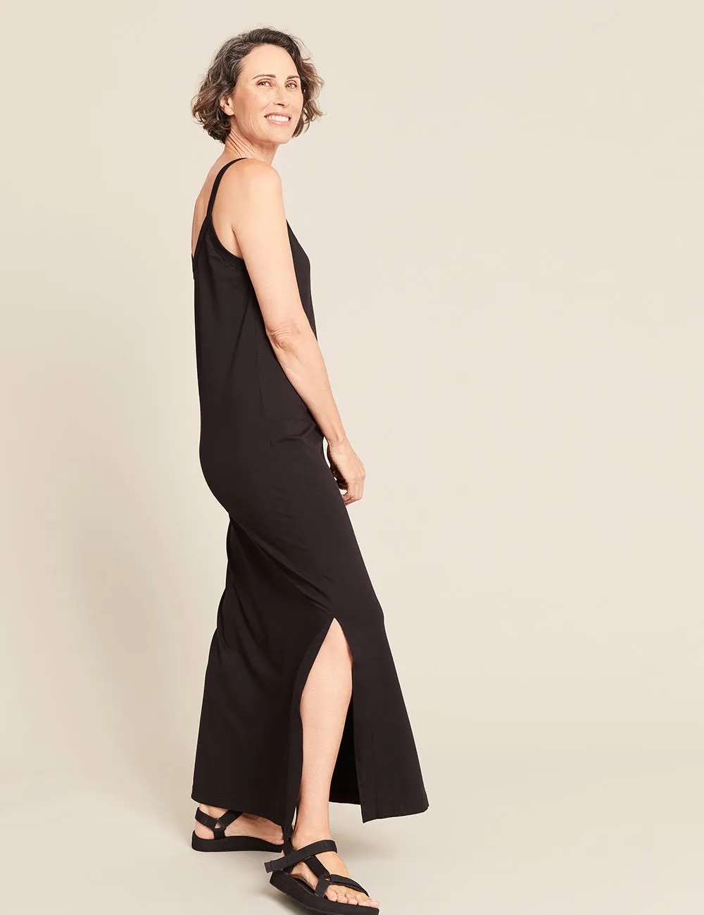 V-Neck Slip Dress - Black