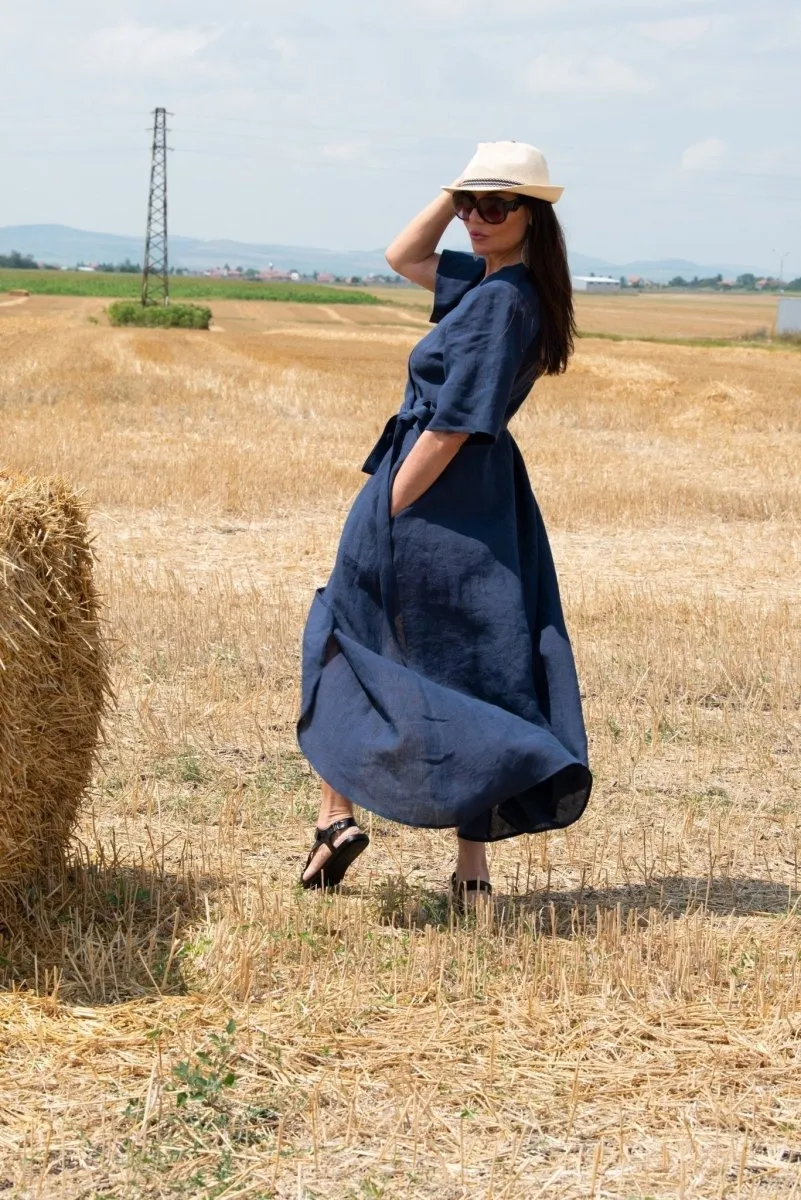 VERONA Summer Linen Wrap Dress