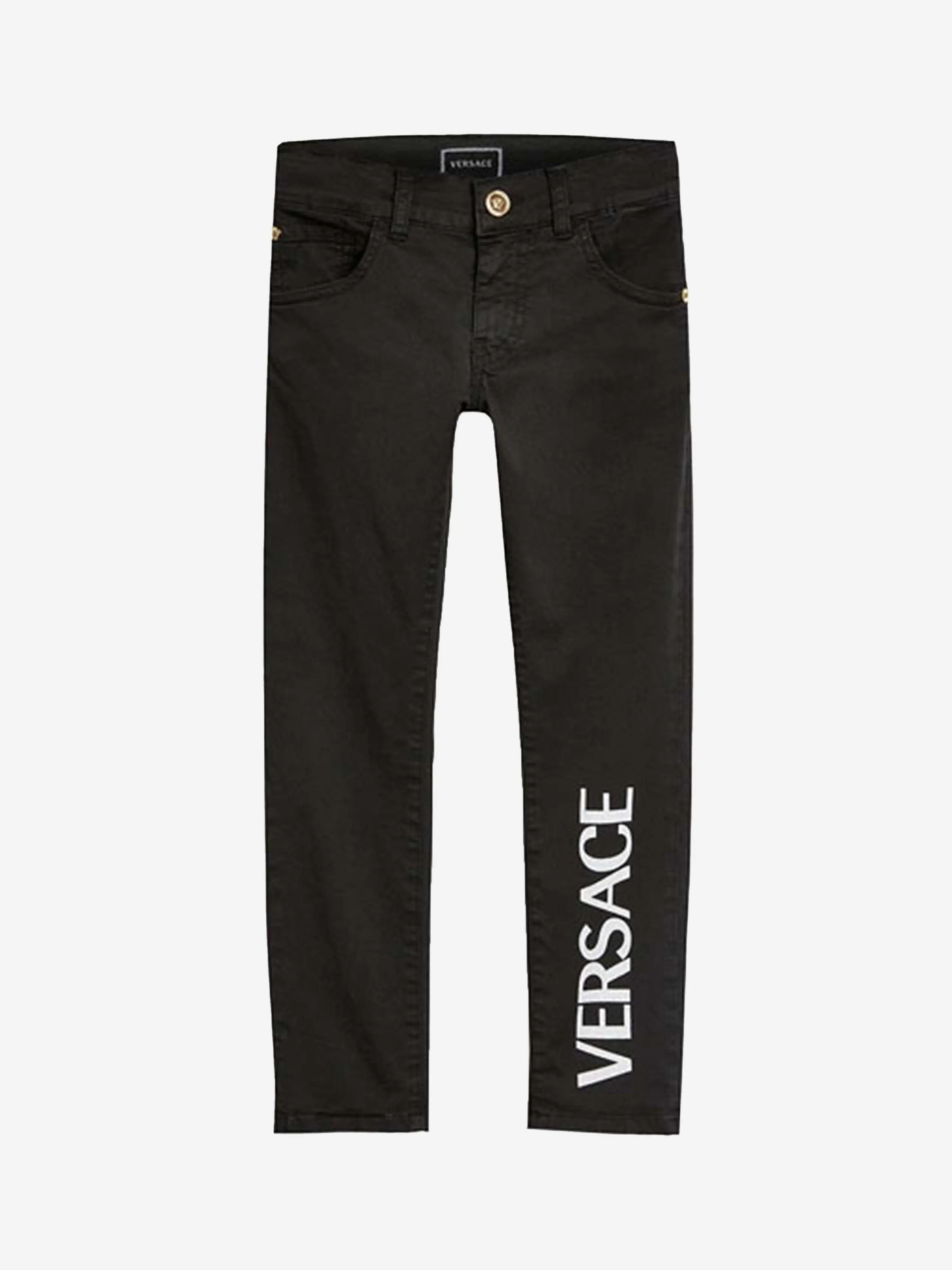 Versace Boys Trousers - Cotton Logo Chinos