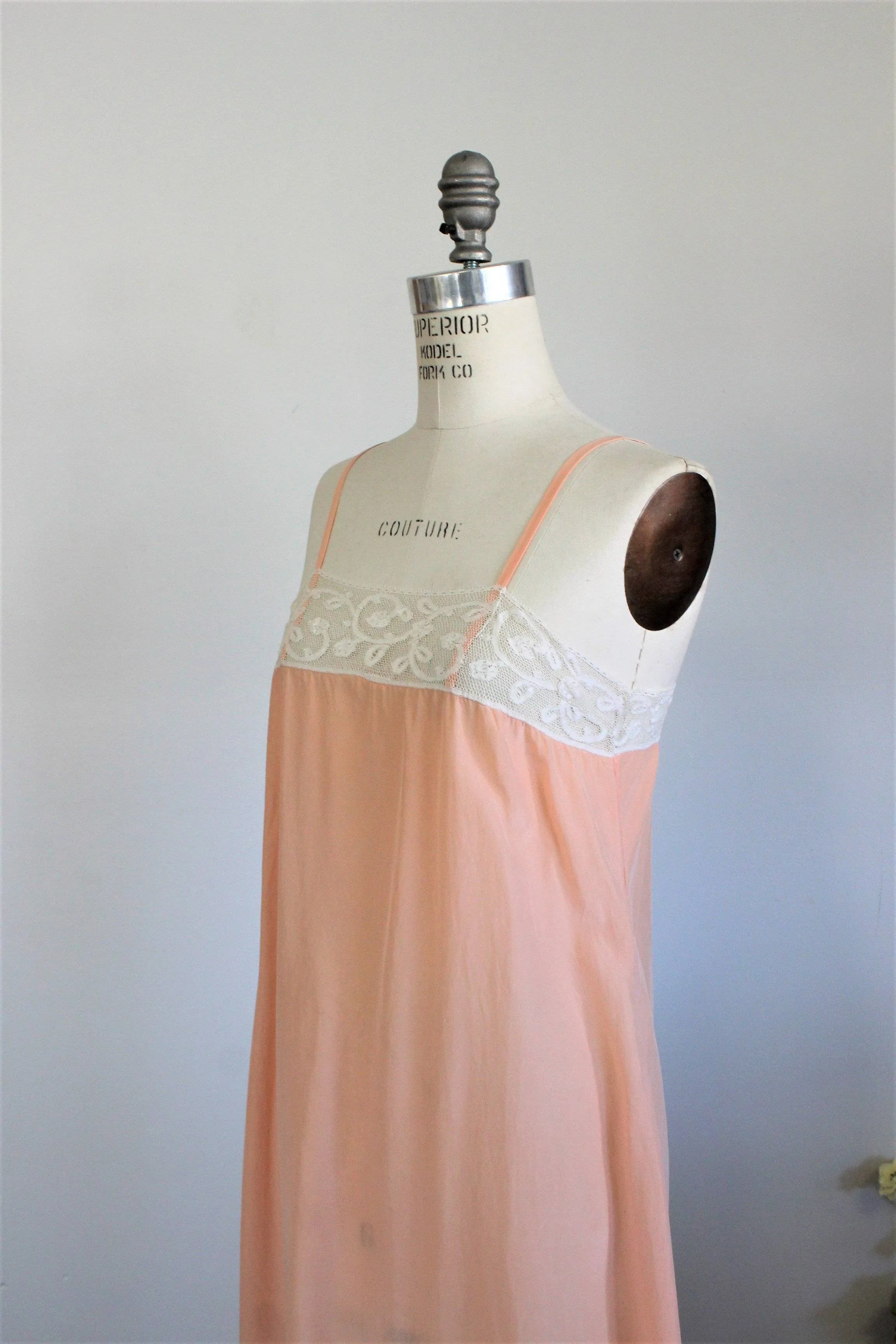 Vintage 1920s Blush Silk Nightgown