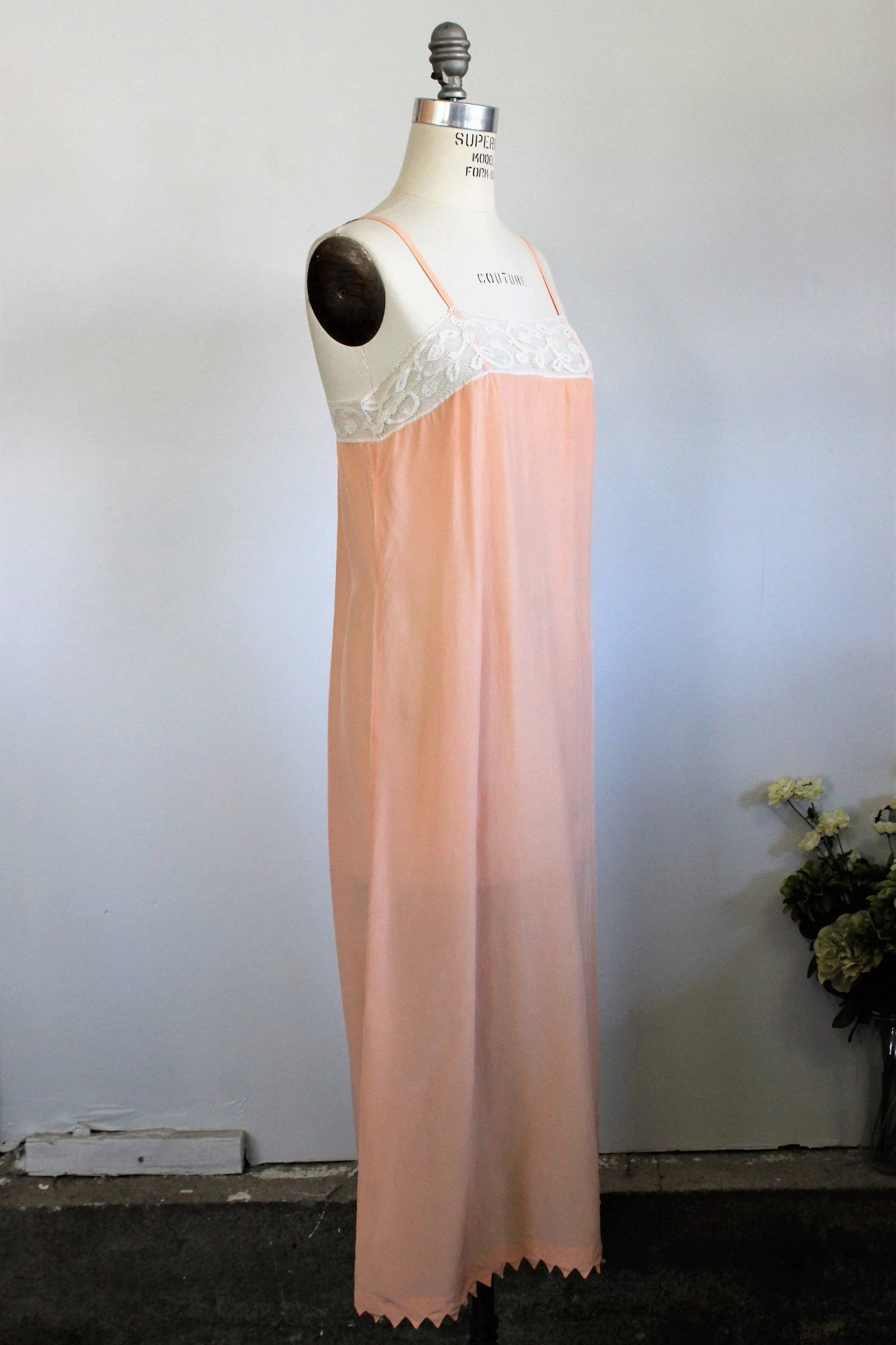 Vintage 1920s Blush Silk Nightgown