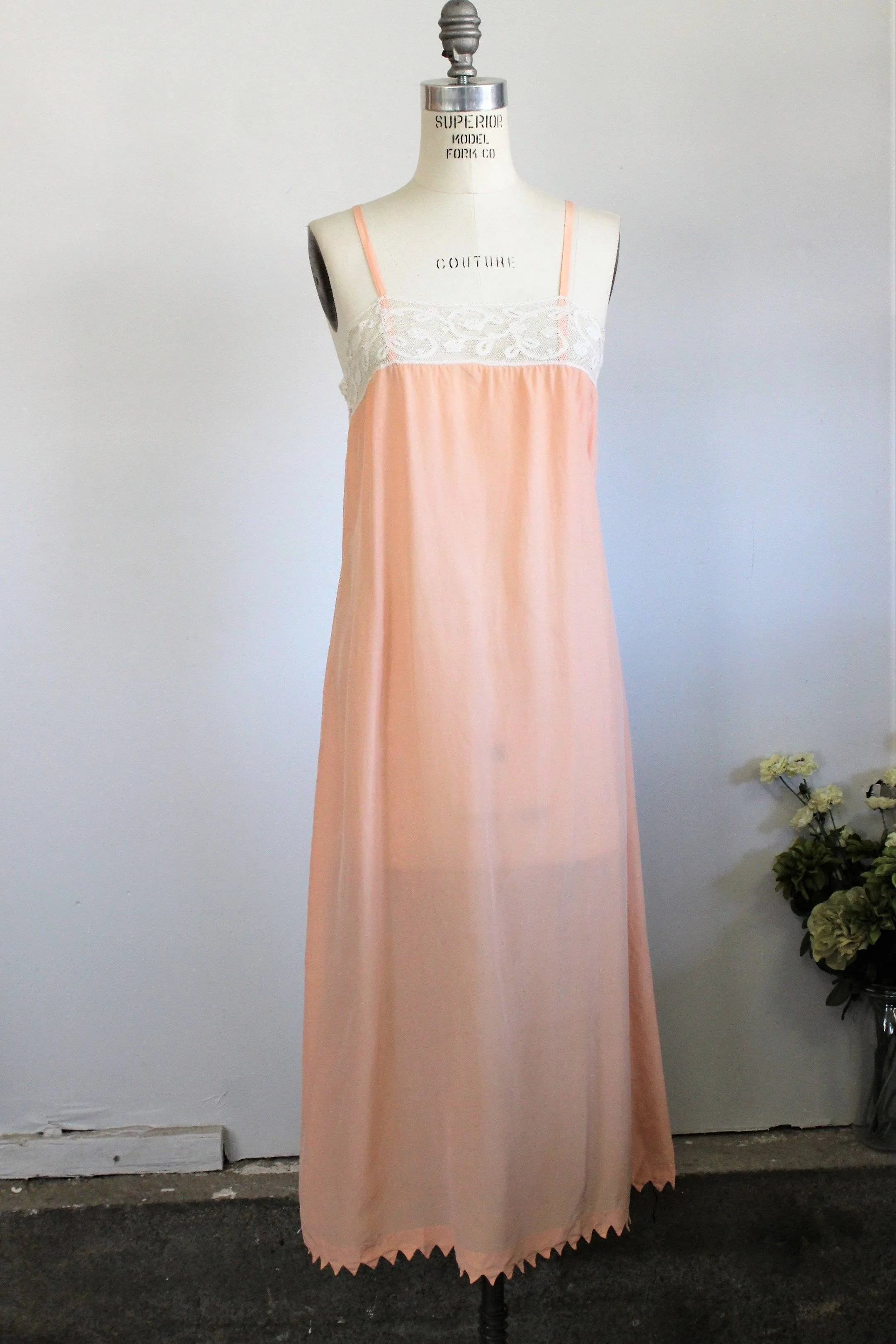 Vintage 1920s Blush Silk Nightgown