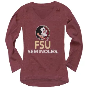 Wes & Willy Girl's Seminole Logo/FSU Seminoles Design Long Sleeve Slub T-shirt - Garnet