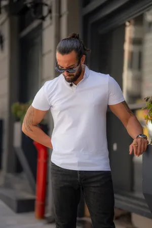 White Slim Fit Polo T-Shirt for Men by GentWith