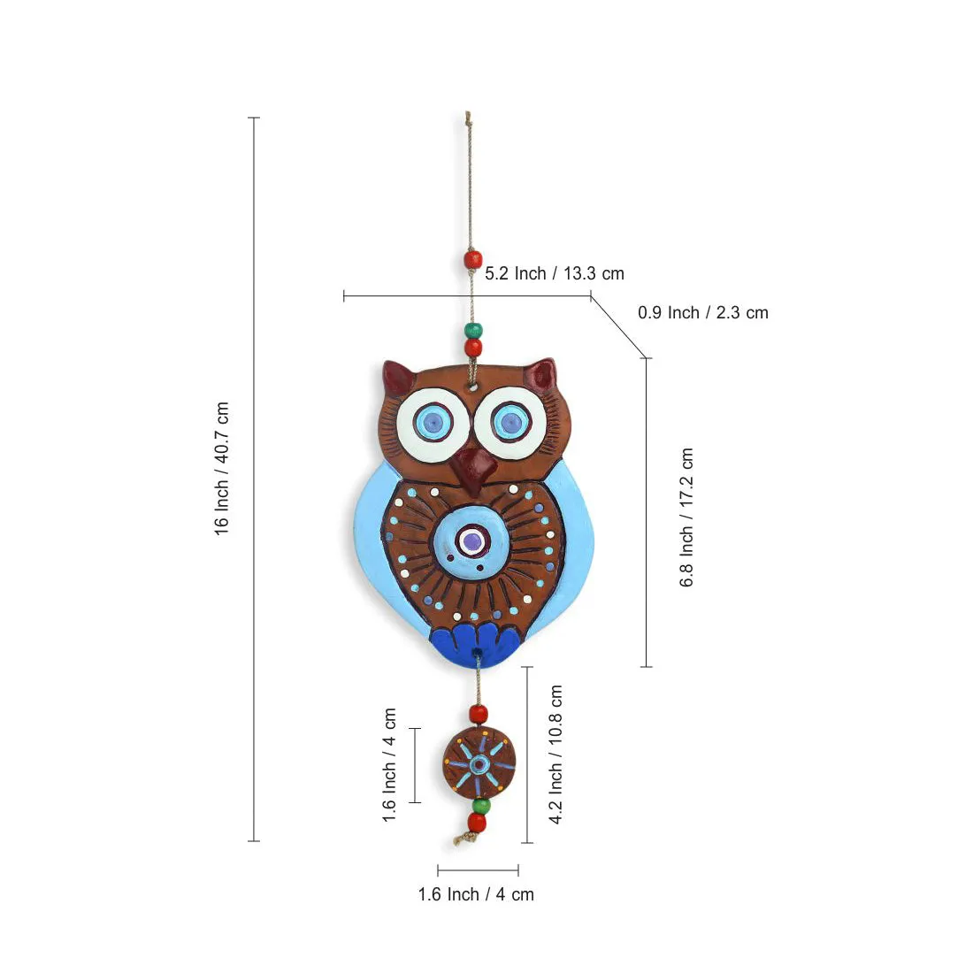 'Wise Owls' Handmade & Handpainted Terracotta Decorative Wall Hangings (Set of 2)