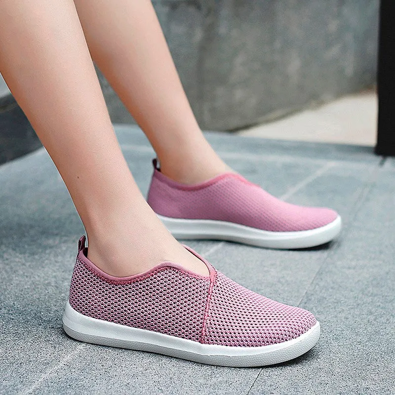 Women's breathable flat slip-on leisure tennis sneakers