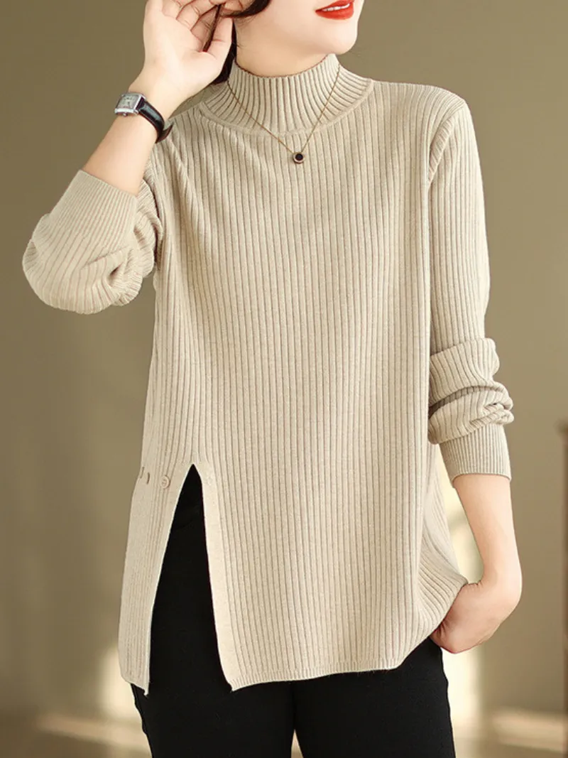 Women's Comfy Half Turtleneck Knitted Sweater