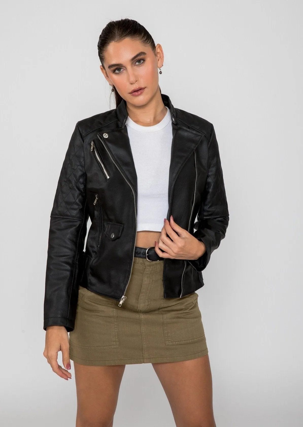 Women's Scarlett Biker PU Faux Leather Jacket