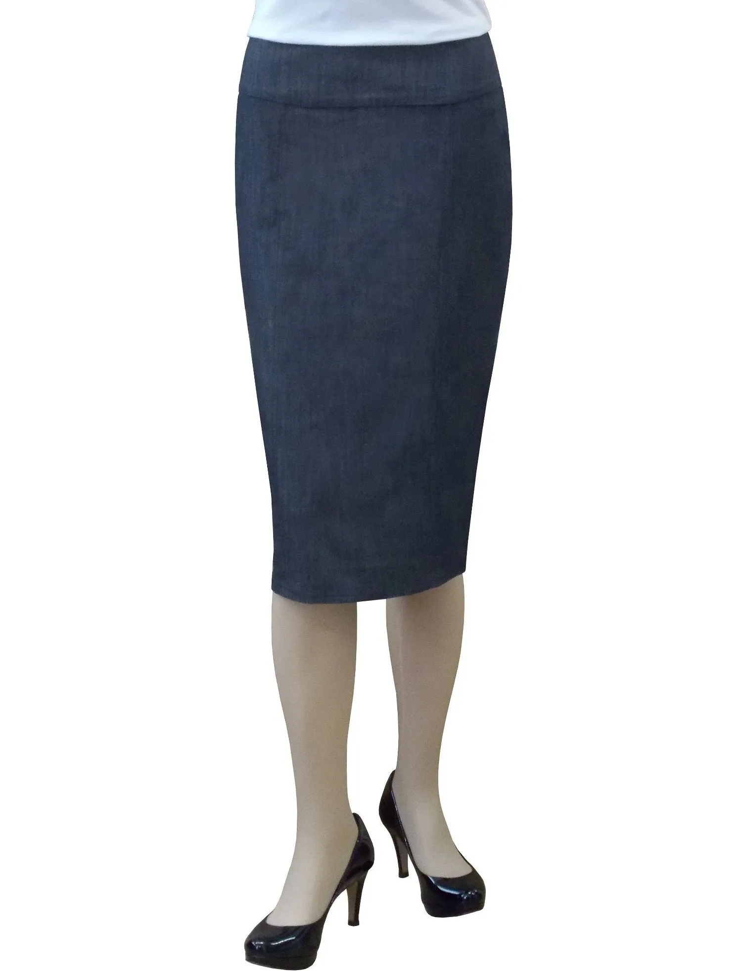 Women's Stretch Denim Panel Pencil Skirt