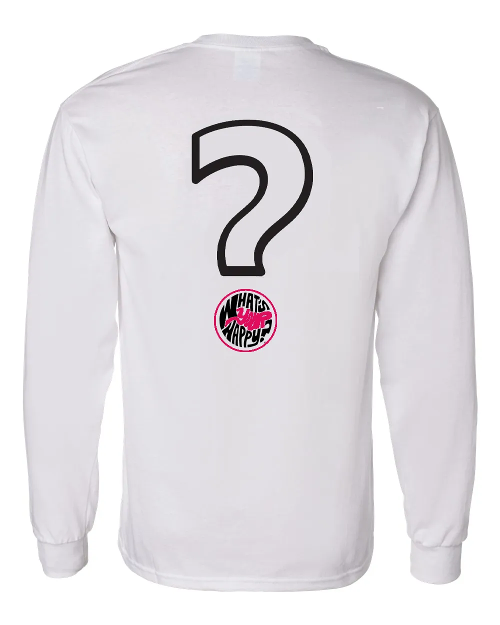 WYH? White Long-sleeve front/back/sleeve Printed Tee