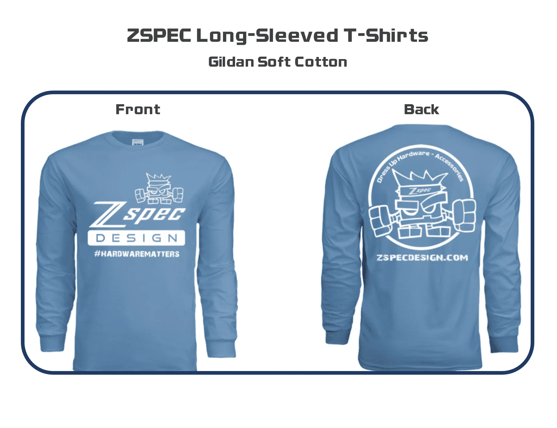 ZSPEC Long-Sleeve Cotton T-Shirt, Light Blue